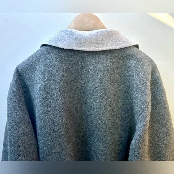 Like New Talbots Double Sided Wool Charcoal Coat Jacket Light Gray Lapel, 22 W - Picture 8 of 15